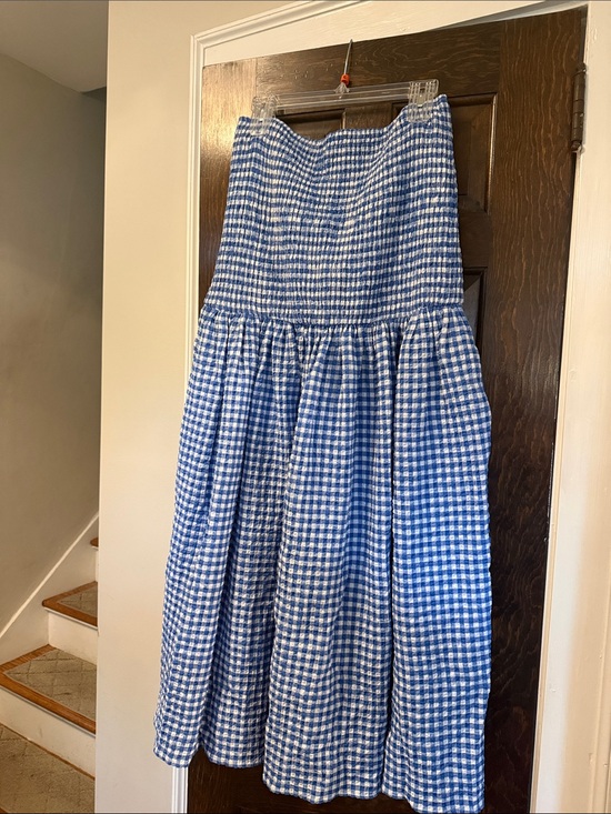 Anthropologie Dresses & Skirts - Anthropologie Blue Gingham Tiered Midi Dress